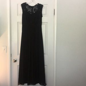 Black Bridesmaid Dress with Lace Bodice